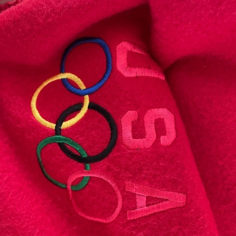 USA Olympic Blanket Olympic Rings Red Fleece 60" x 84" NWOT 2009 Special Idaho